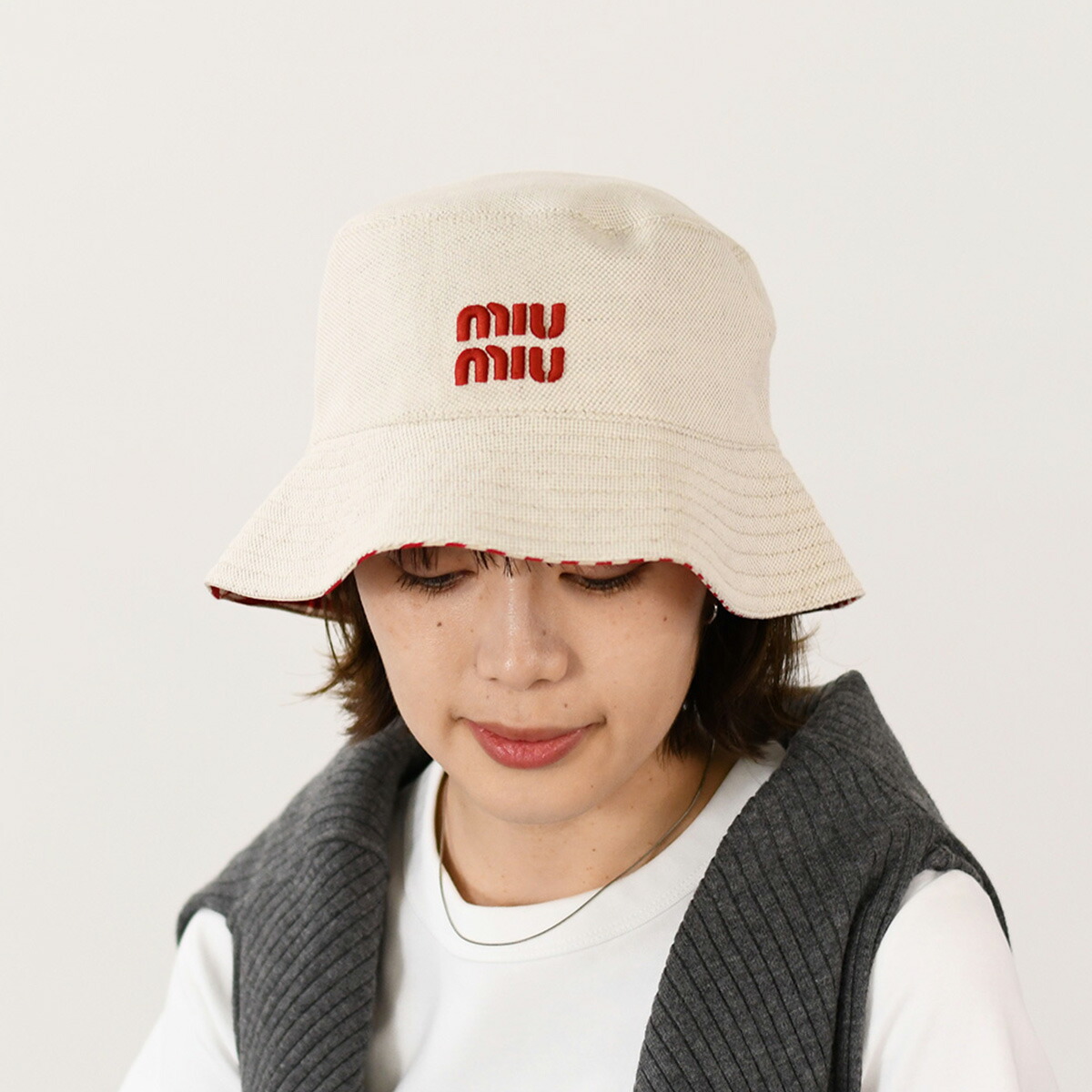 楽天市場】MIUMIU ミュウミュウ バケットハット 5HC196 2F87