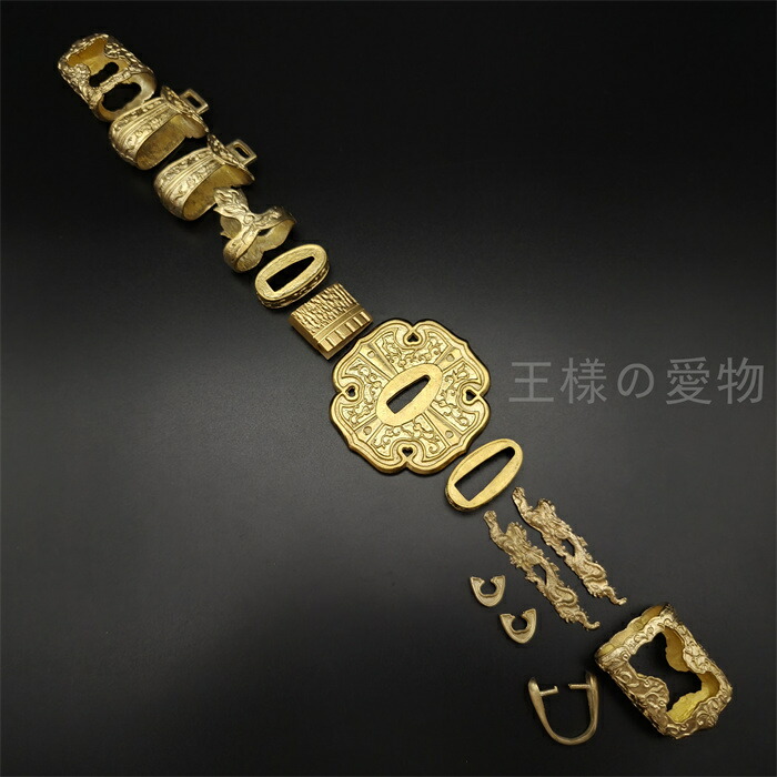 楽天市場】太刀金具 桜紋 刀鍔 目貫 縁頭 切羽 鐺 柄鞘一式金具 銅製