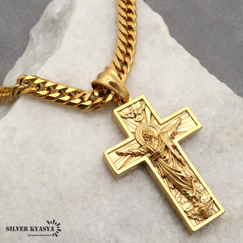 楽天市場】ステンレス HIPHOPネックレス ゴールド 6面カットダブル喜平