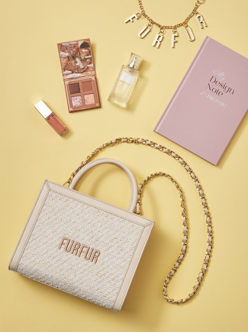 FURFUR 【オフィシャル限定カラー】ツイードロゴトートバッグ ファー