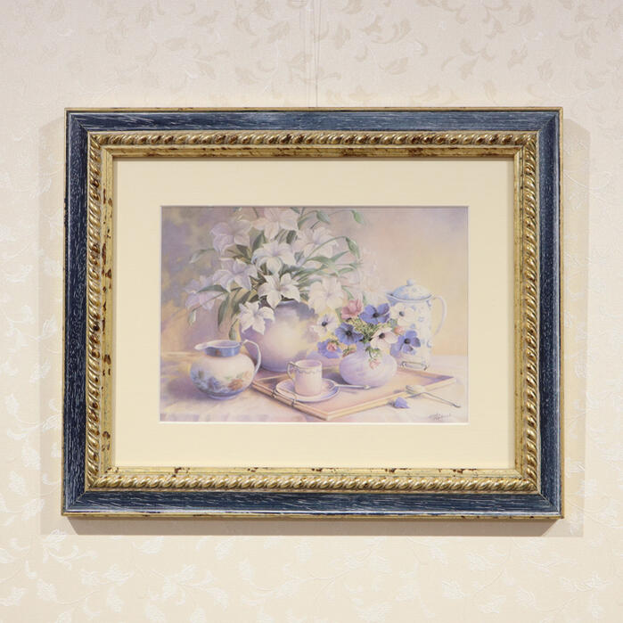 イタリア ヴィンテージ 大判 無垢 木枠 額装 アート パネル 大型 特大