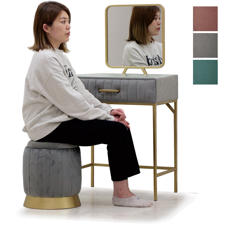 楽天市場】ドレッサー デスク 大理石風 天板 コンパクト スツール付き