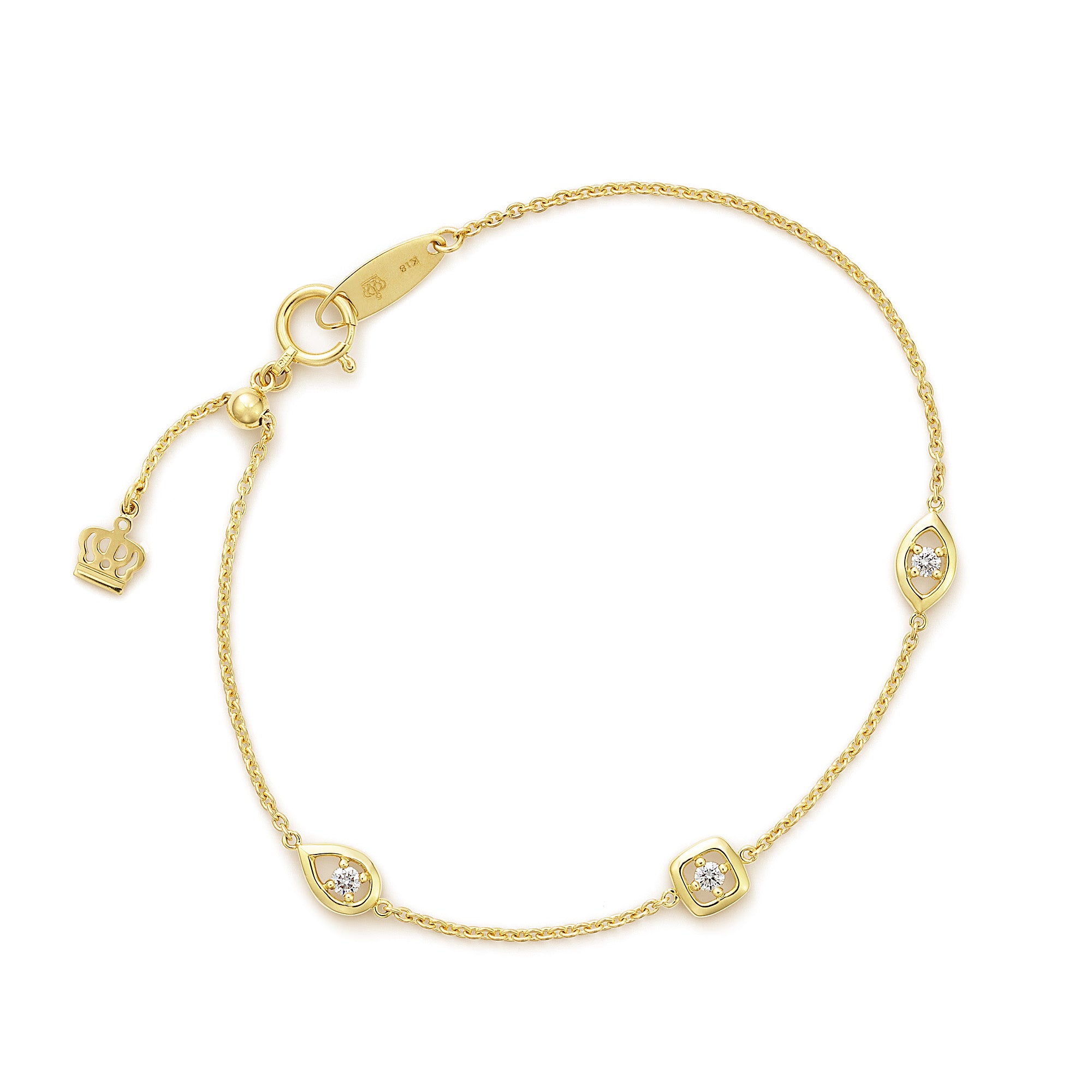 レッドラインK18YGダブルハートブレスレット