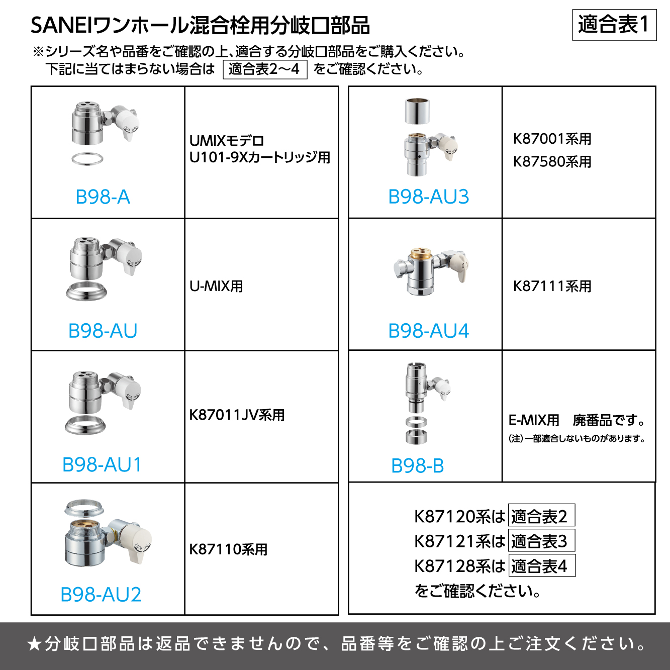 SANEI MALL（サンエイモール） / シングル混合栓用分岐アダプター B98-AU2