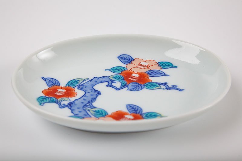 其泉色鍋島【小判型小皿（椿）】｜有田焼なら賞美堂本店オンラインショップ