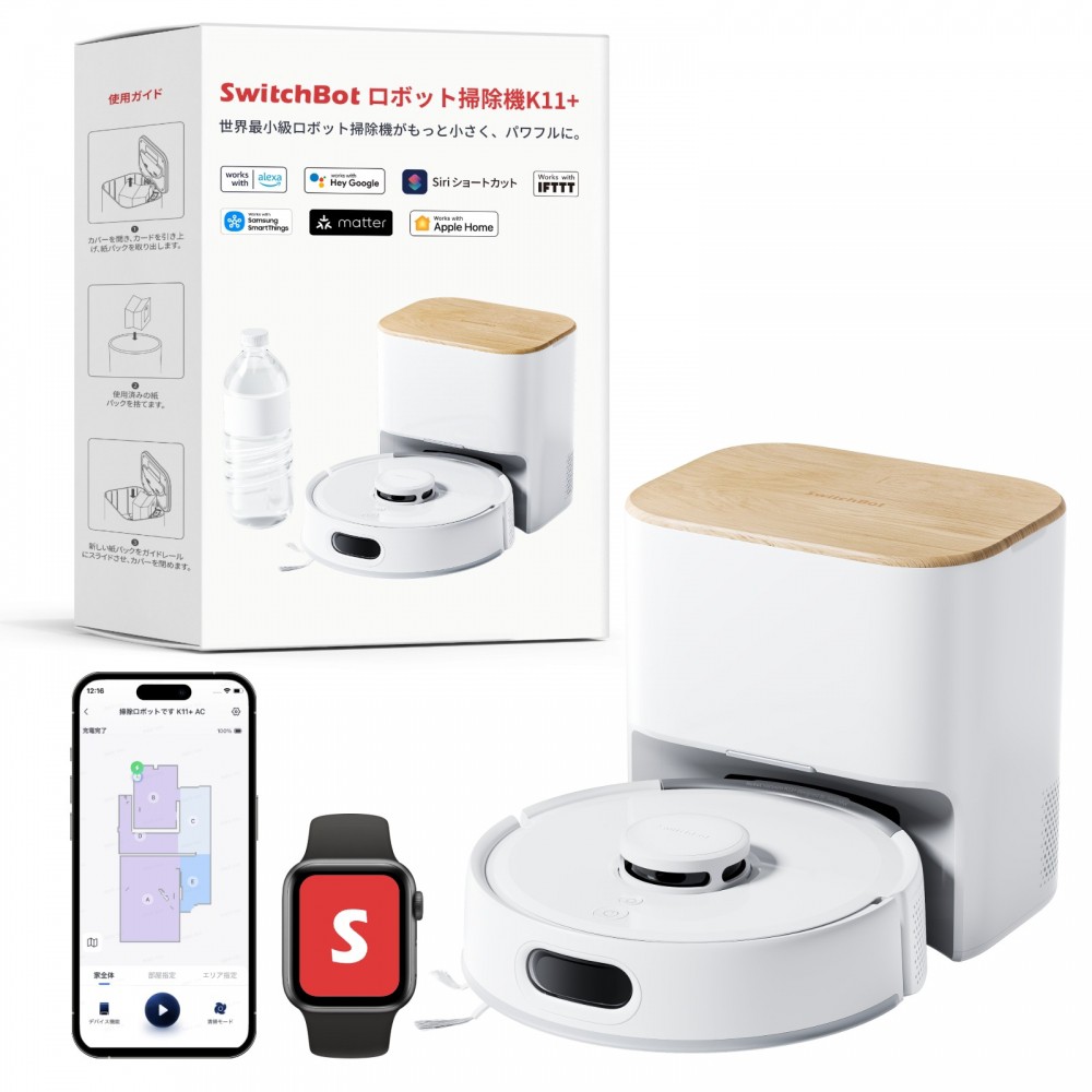 SwitchBot スイッチボット ロボット掃除機K11+ White | スマート家電