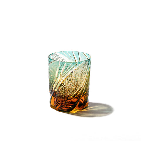 江戸切子 流星 酒グラス 琥珀緑 ｜江戸切子グラスならTABLEAU ONLINE