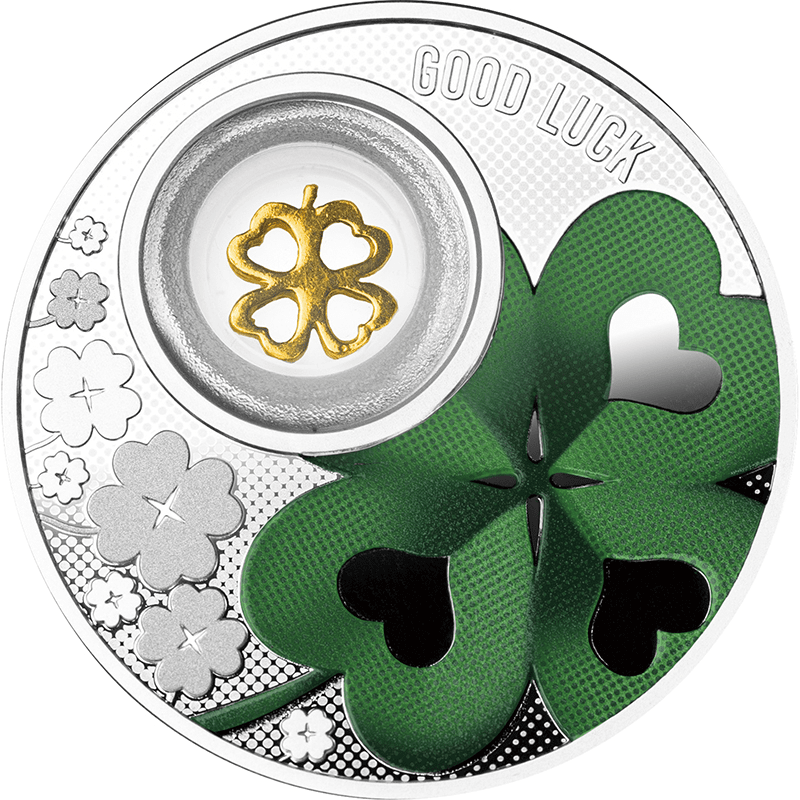 カメルーン 2024年 ラッキーコイン 四葉のクローバー 500フランカラー