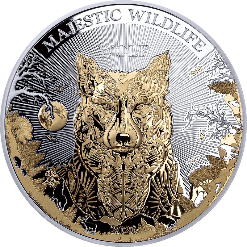 供給元問合せ】 サモア 2026年 雄大な野生動物 オオカミ 10ドル銀貨