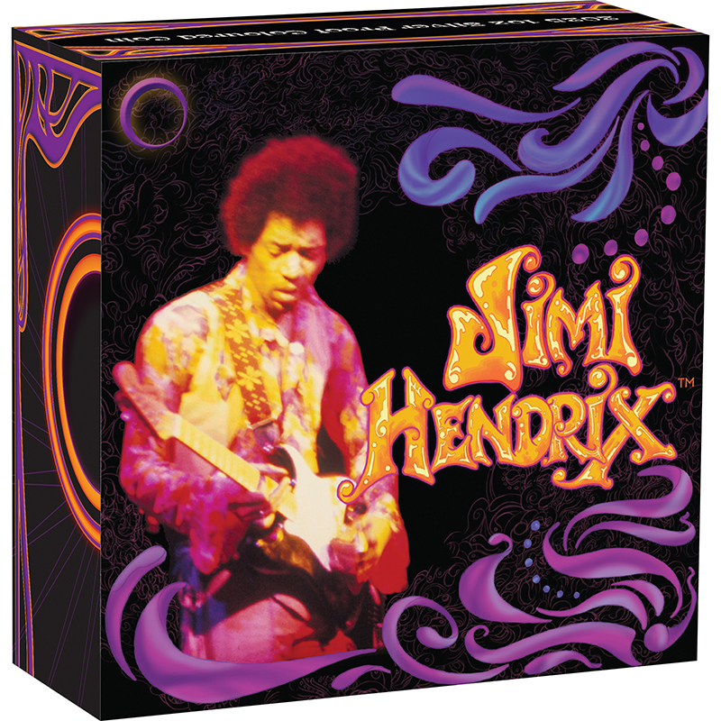 ツバル 2025年 ジミ・ヘンドリックス(TM) 1ドルカラー銀貨 プルーフ