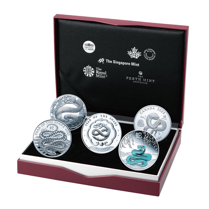 I 】各国 2025年 巳年蛇図 銀貨5種セット プルーフ | オンライン