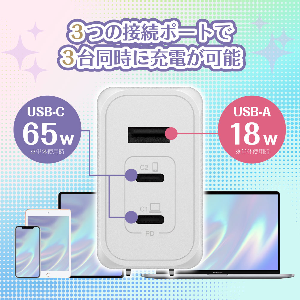 アイドルマスター ミリオンライブ！PD65W AC充電器 USB-Ax1ポート USB