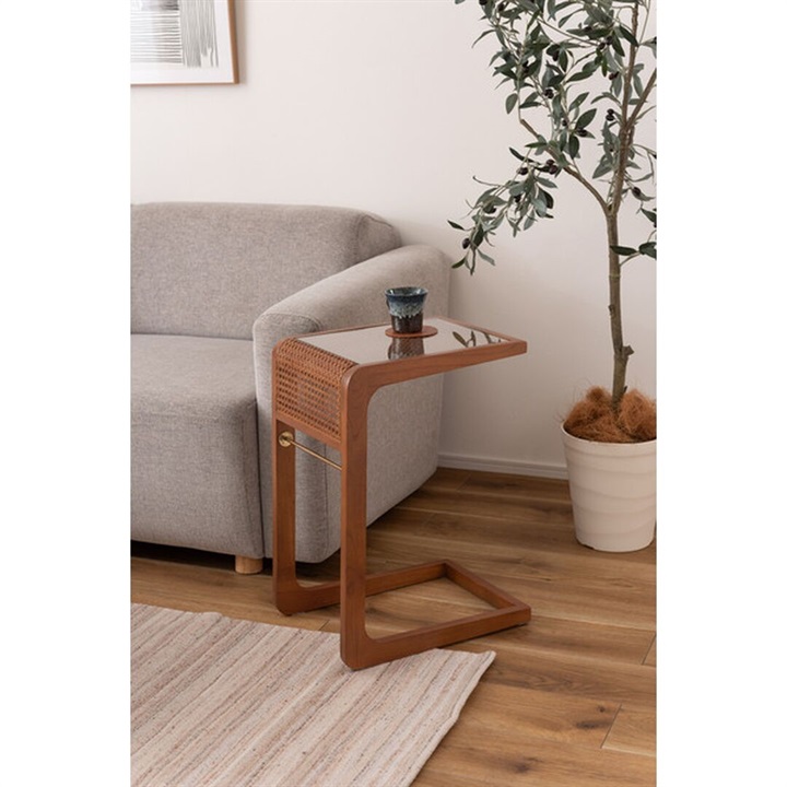 ラタンメッシュガラスサイドテーブル｜てんとてん｜インテリア雑貨