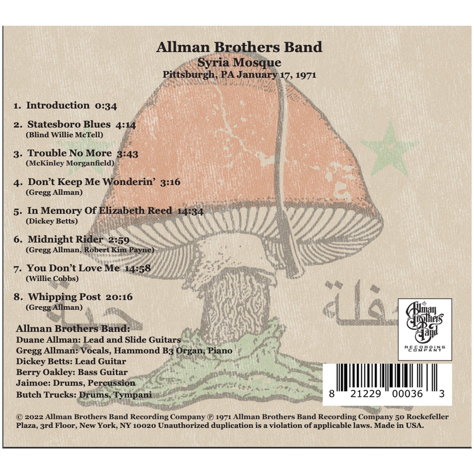 Allman Brothers Band - Live In Pittsburgh 1971 - CD