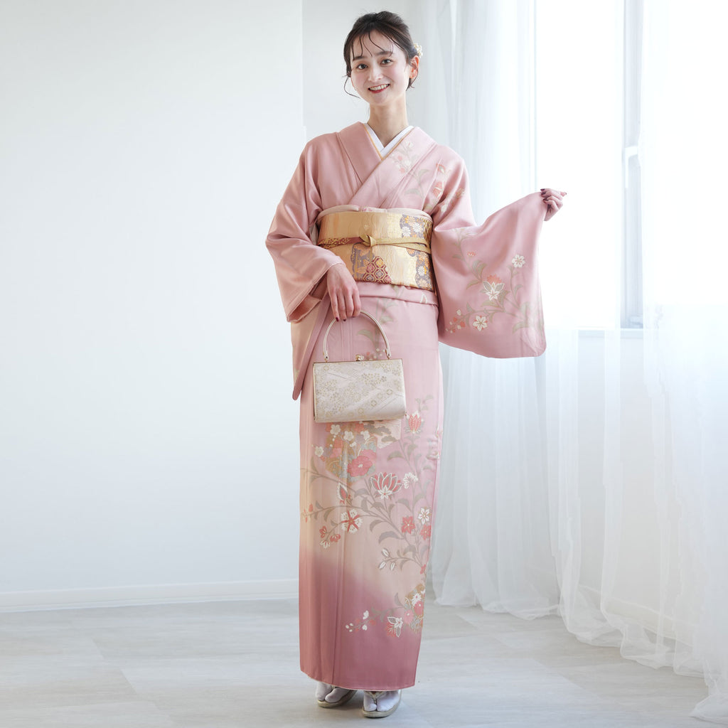 レンタル】 訪問着 20点セット 正絹 絵羽 くすみピンク 入学式 卒業式