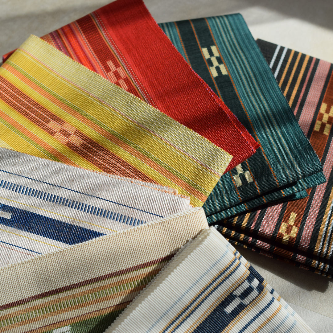 八重山みんさー ミンサー半幅帯 単品 草木染 マスタード 】 手織り