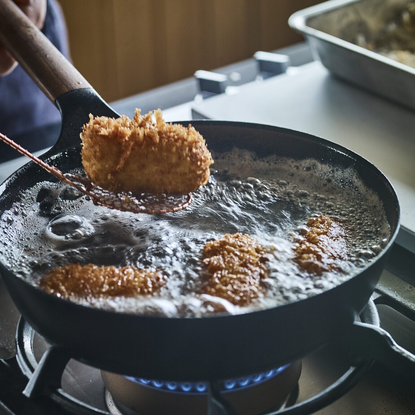 フライパン 24cm DEEP 【ガラスリッドセット】[オーク