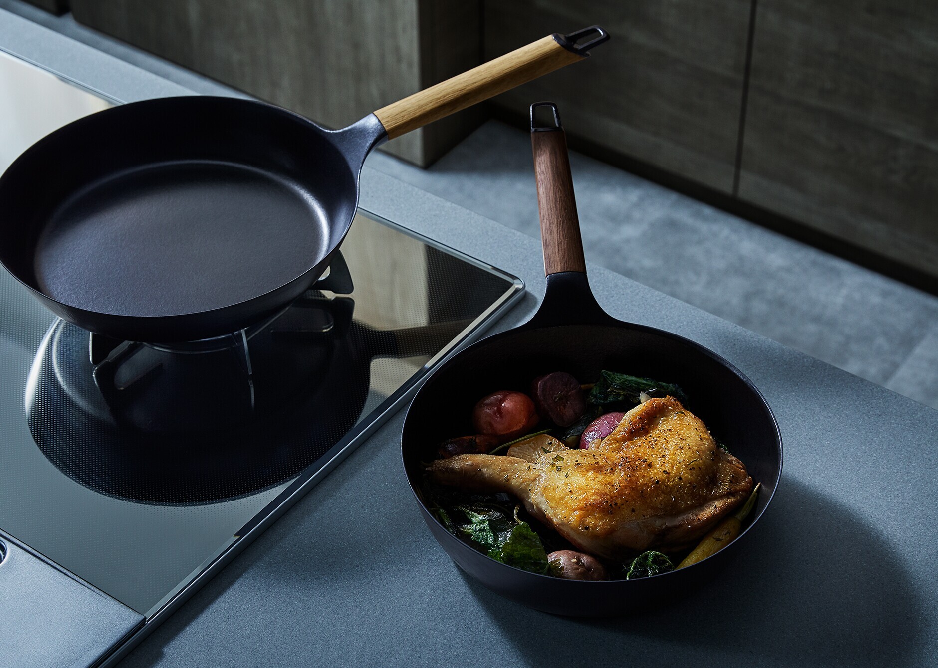 フライパン 26cm 【ガラスリッドセット】[オーク］ | バーミキュラ公式