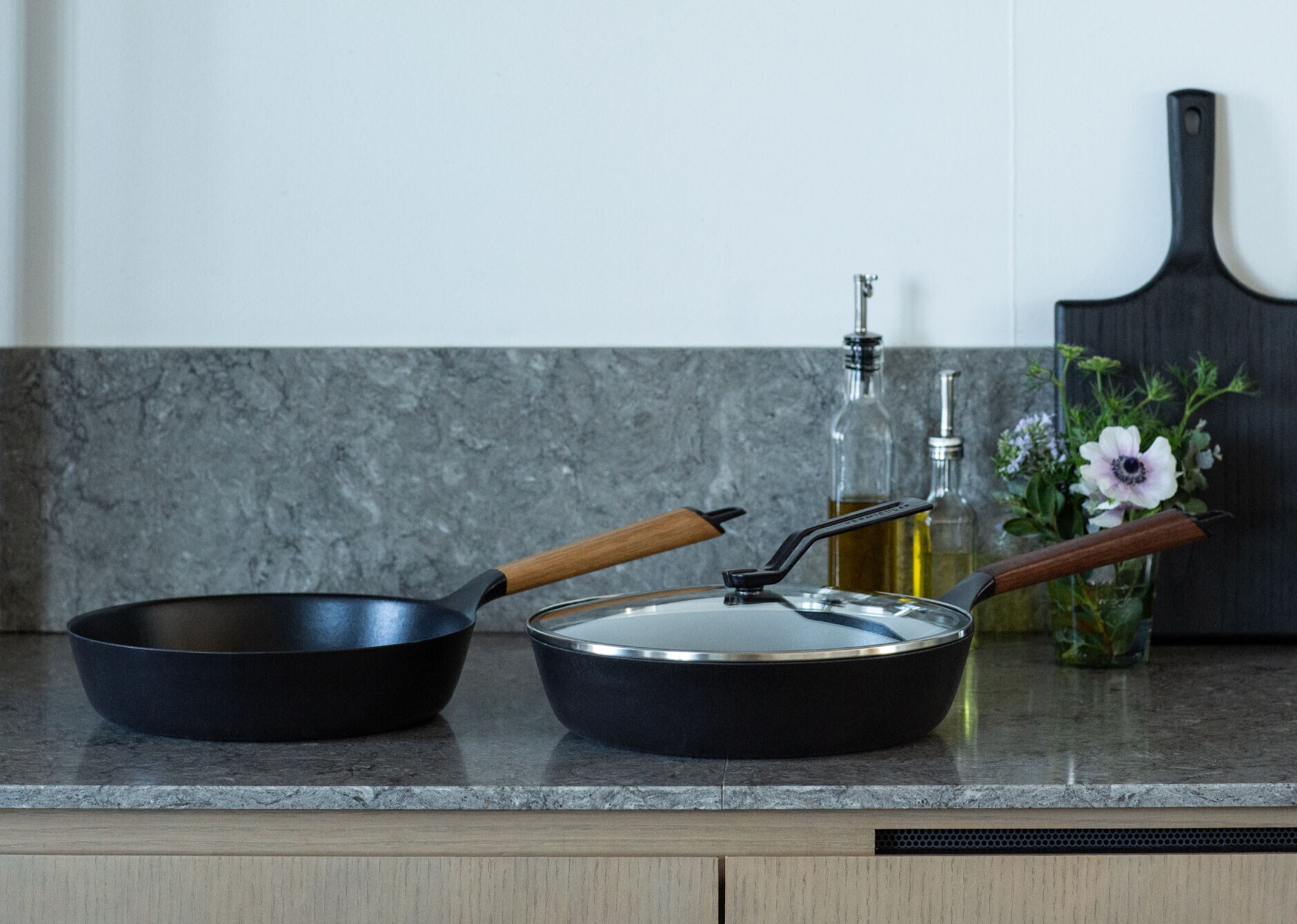 フライパン 26cm DEEP 【ガラスリッドセット】[ウォールナット