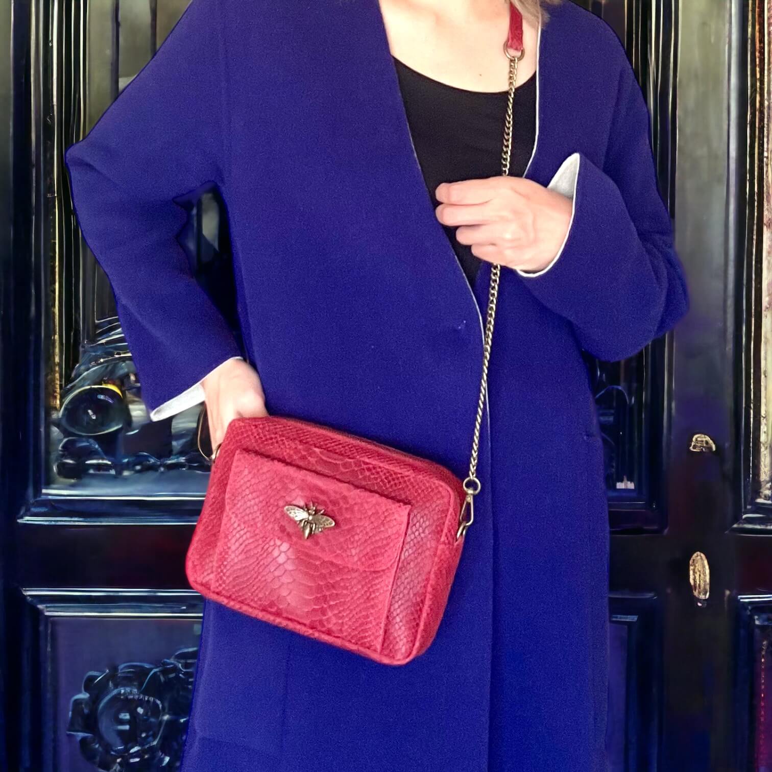 ミツバチモチーフ パイソン レザー チェーンショルダーバッグ｜Vimoda通販