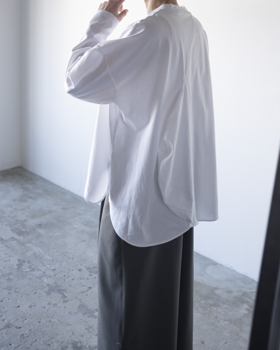 VONIQUE / ENFOLD / ASYMMETRY DRAPE LONG-SLEEVES T-SHIRT