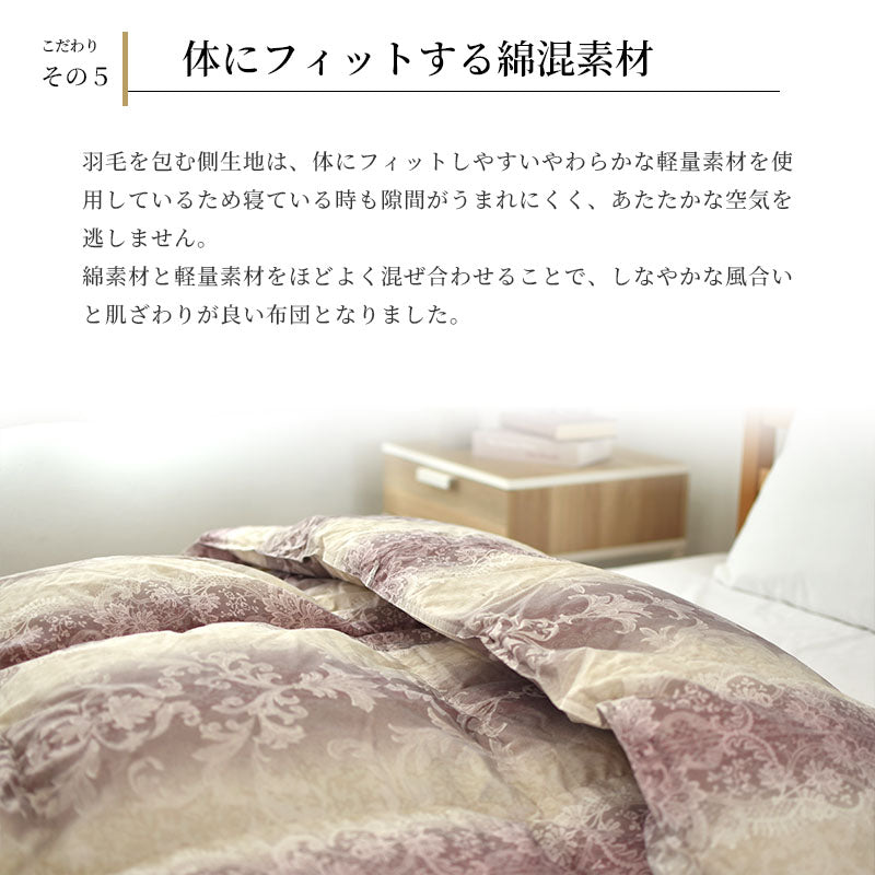 羽毛布団 西川 シングルサイズ ホワイトダウン85% 日本製 高品質 150