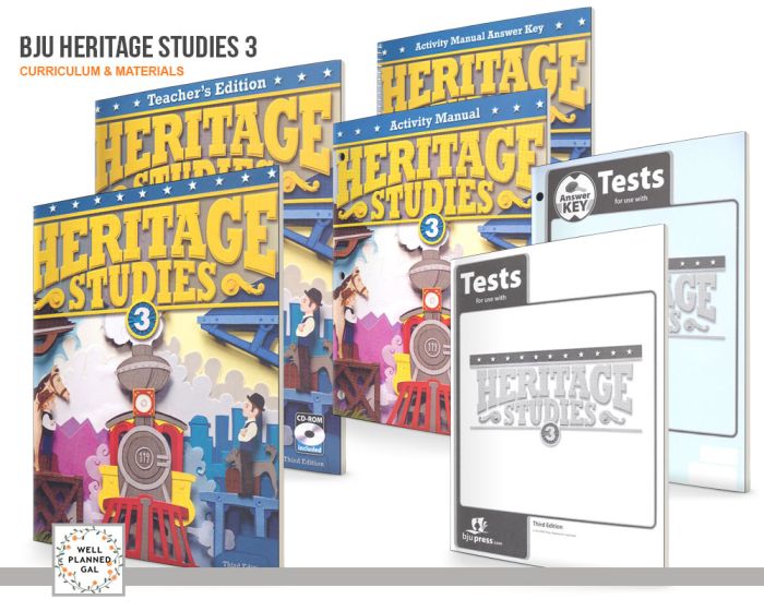 Well Planned Gal Curriculum Schedule for 3rd Grade History, BJU