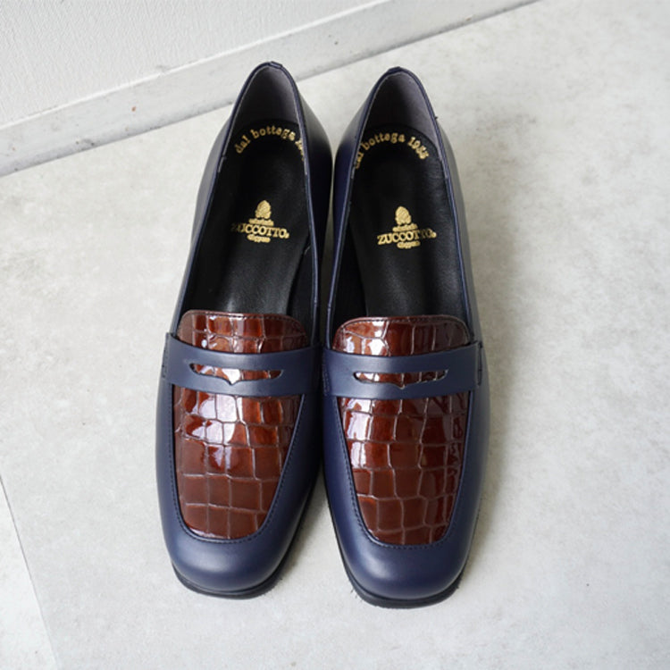 z553nvbr コンビローファー／ネイビー×ブラウンクロコエナメル – ZUCCOTTO