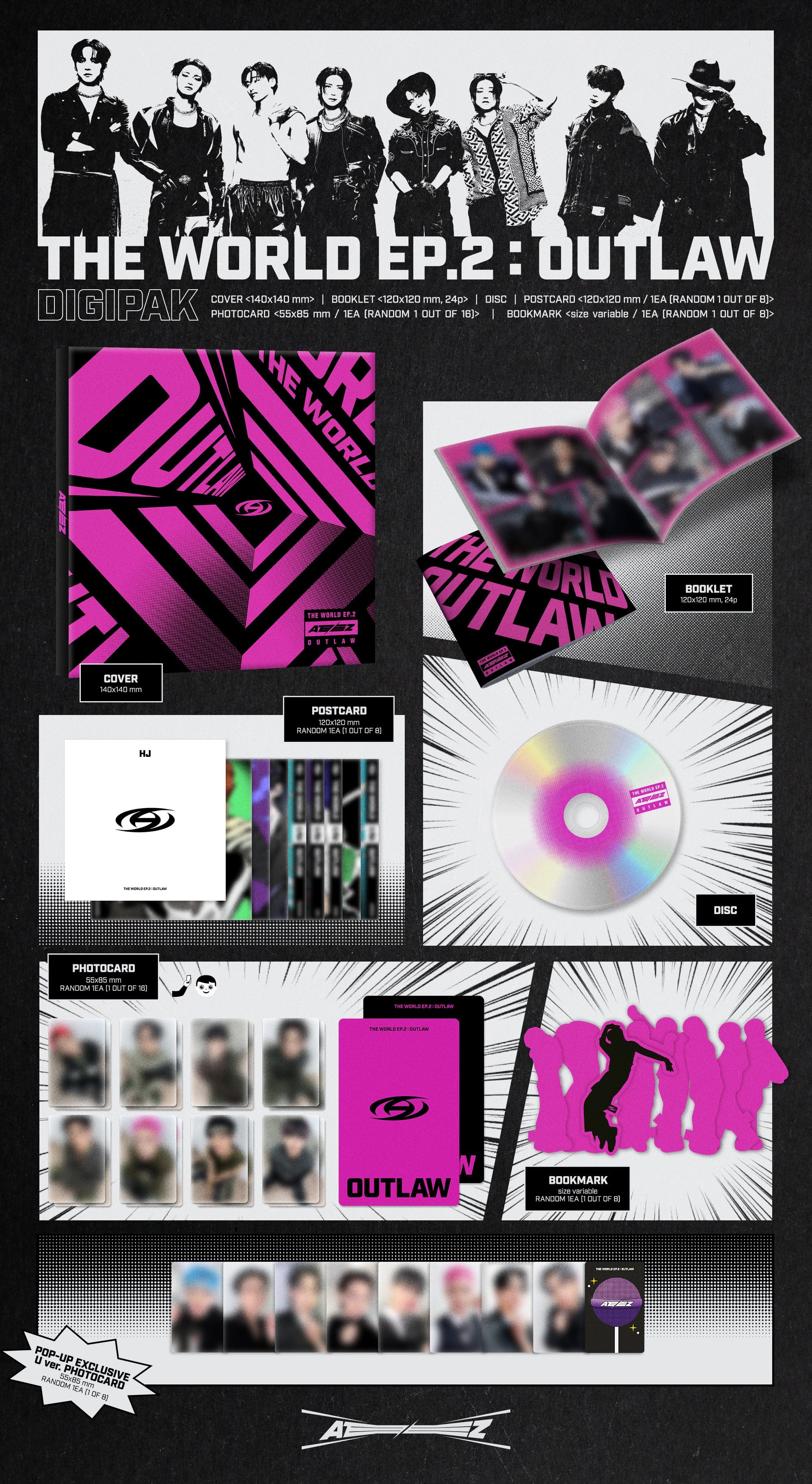 ATEEZ - THE WORLD EP.2 OUTLAW (Digipak ver.) - Pop-up Exclusive