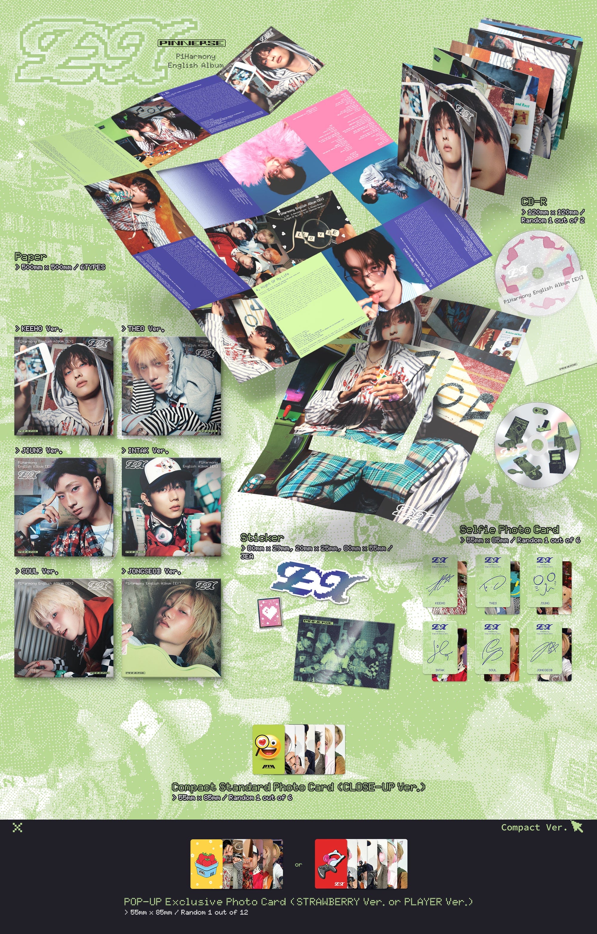 Pop-Up Exclusive] P1Harmony - EX (1st English Album) (Compact Ver