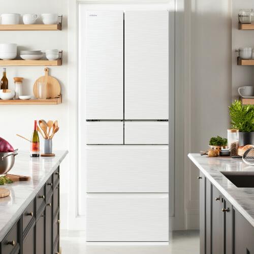 日立 6ドア 冷蔵庫 フレンチドア まるごとチルド R-HW54V W ピュア