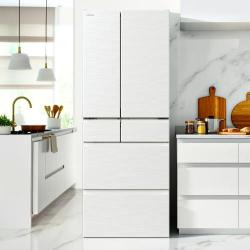 日立 6ドア 冷蔵庫 フレンチドア まるごとチルド R-HW62V W ピュア