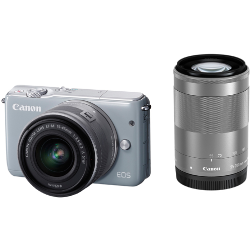 キヤノン EOS M10 Wｽﾞｰﾑｷｯﾄ ｸﾞﾚｰ【1800万画素】 ミラーレス一眼 の