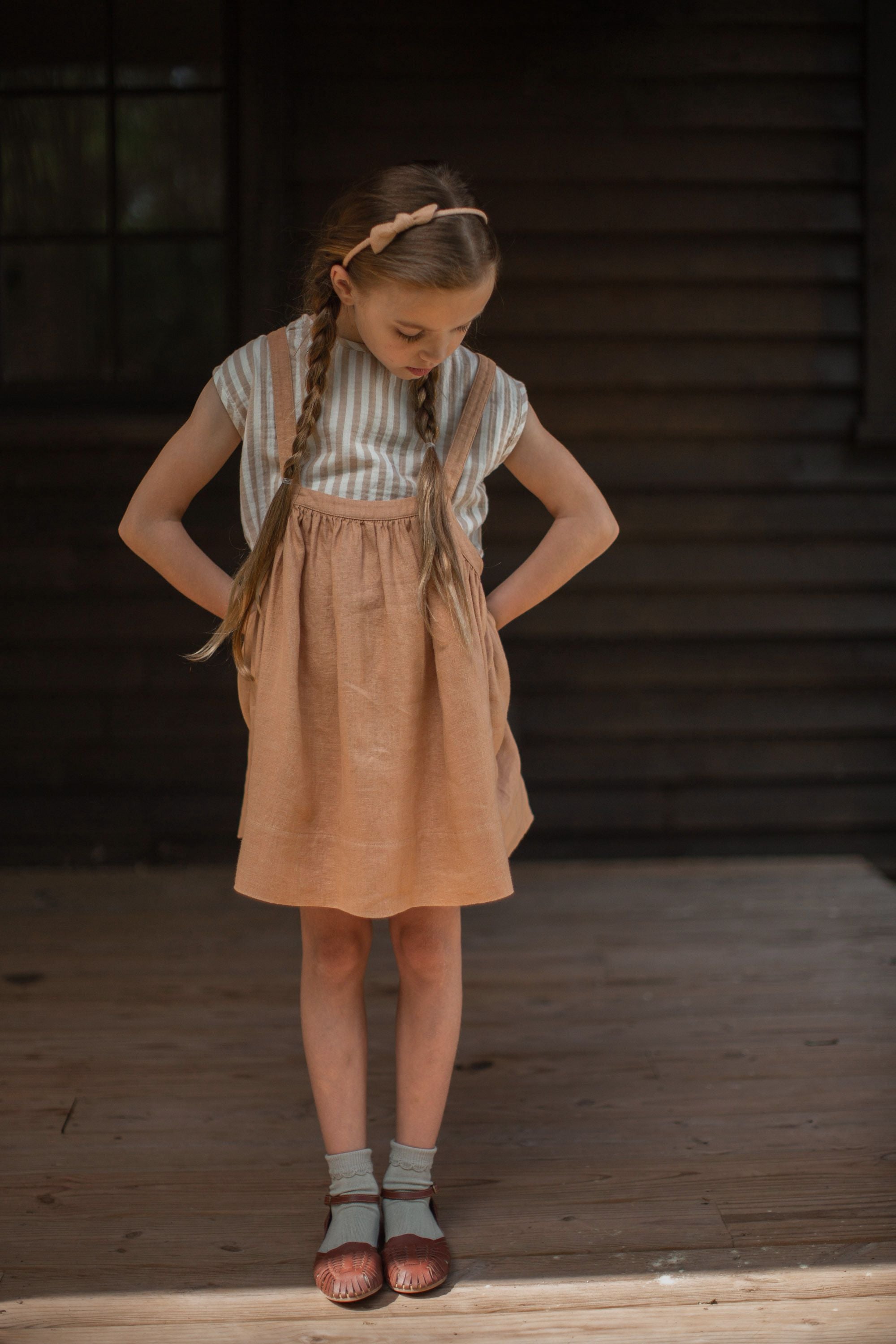 Soor Ploom Eloise Pinafore Brown SOOR PLOOM eloise pinafore 4y