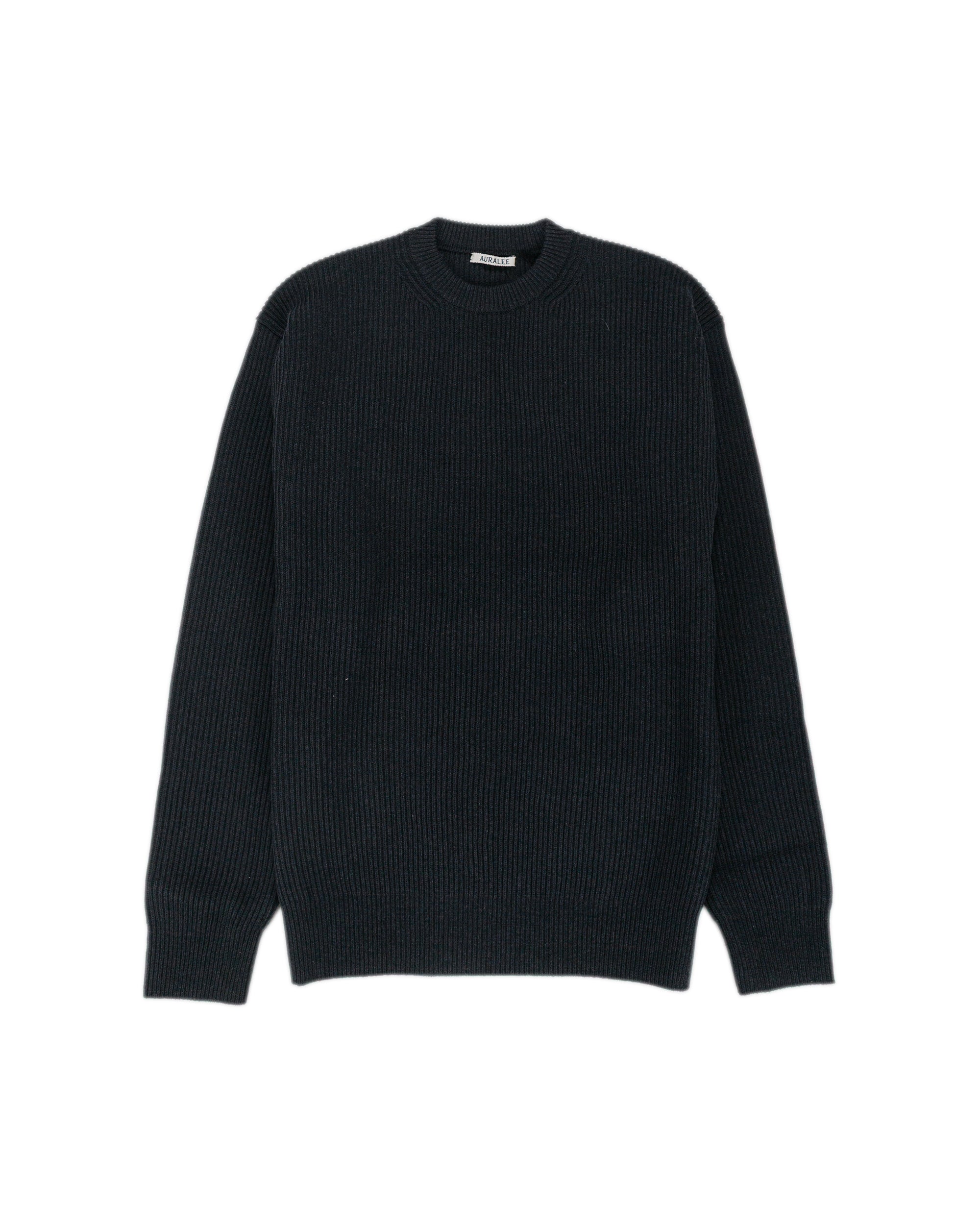Auralee Super Fine Wool Rib Knit P/O Black