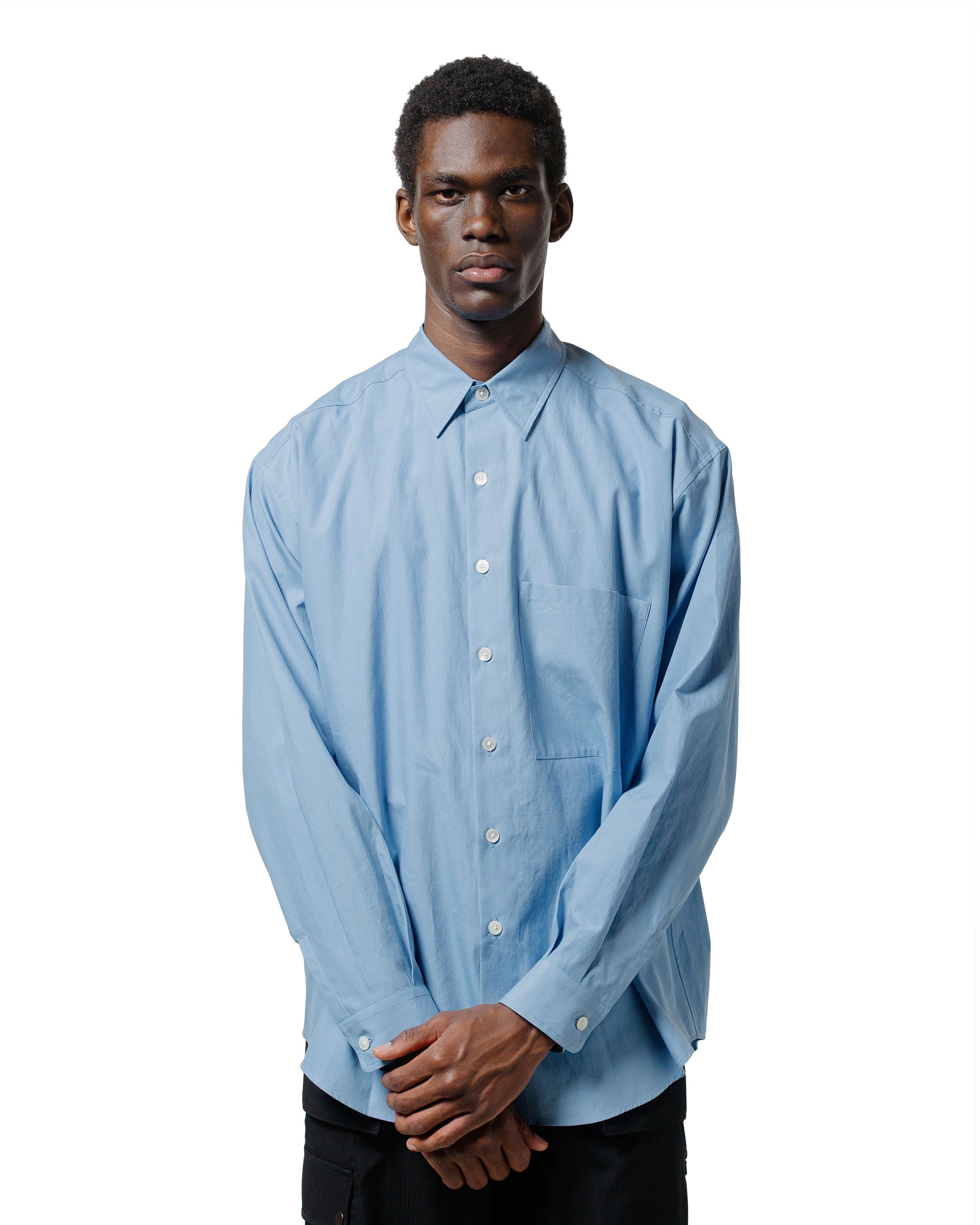 Auralee Washed Finx Twill Big Shirt Blue