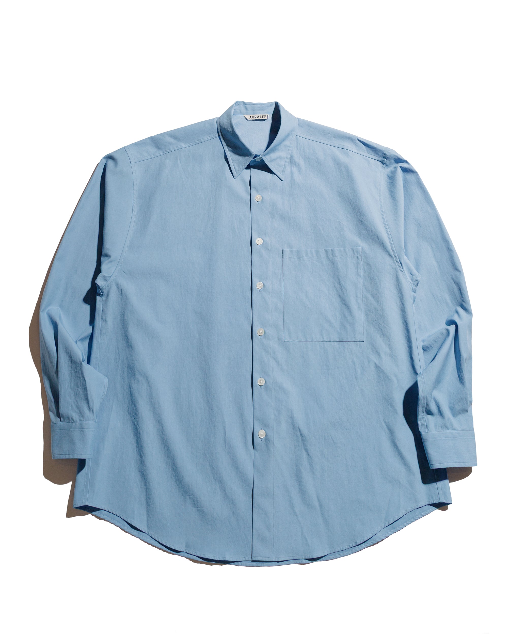 Auralee Washed Finx Twill Big Shirt Blue