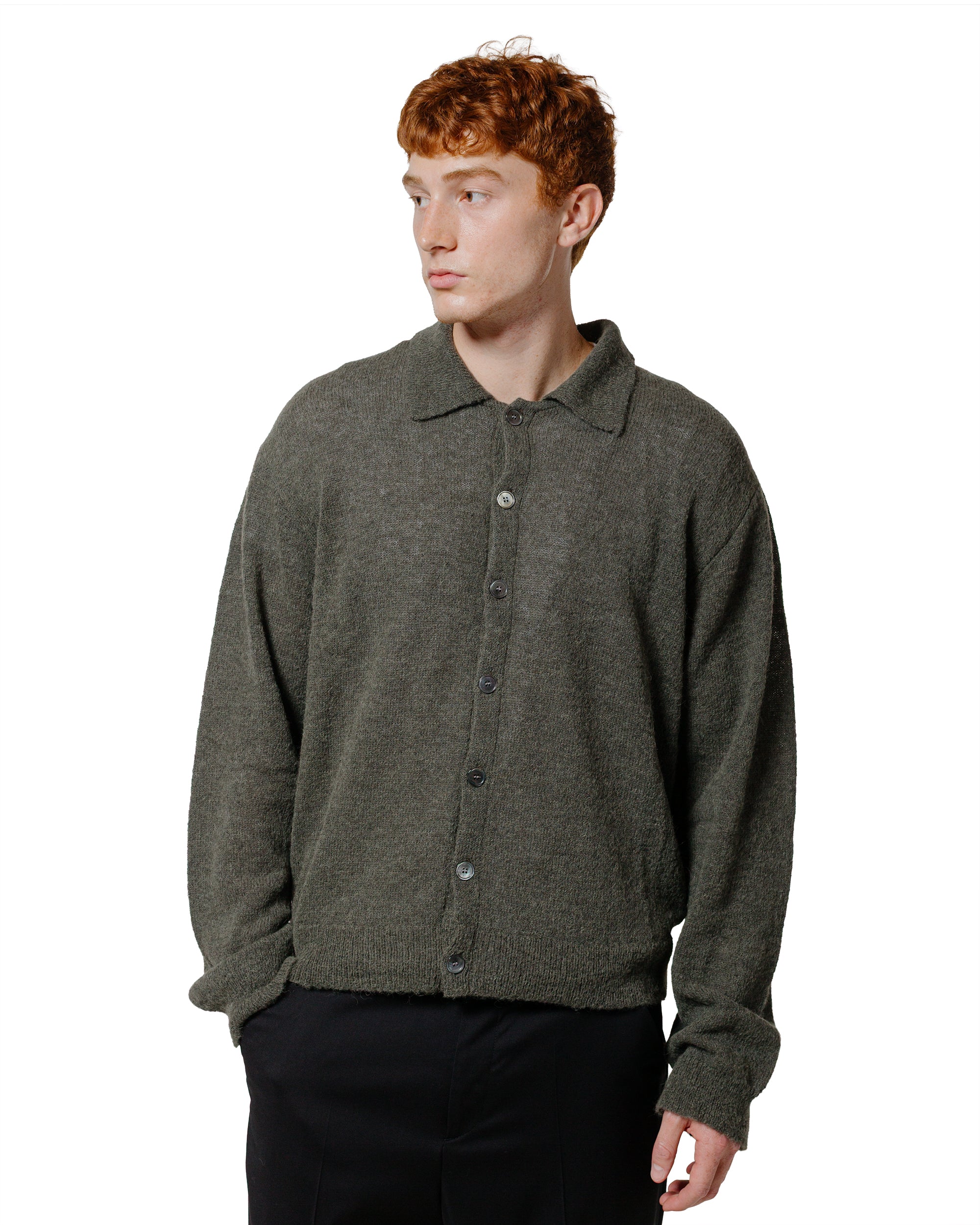 Our Legacy Evening Polo Moss Green Fuzzy Alpaca