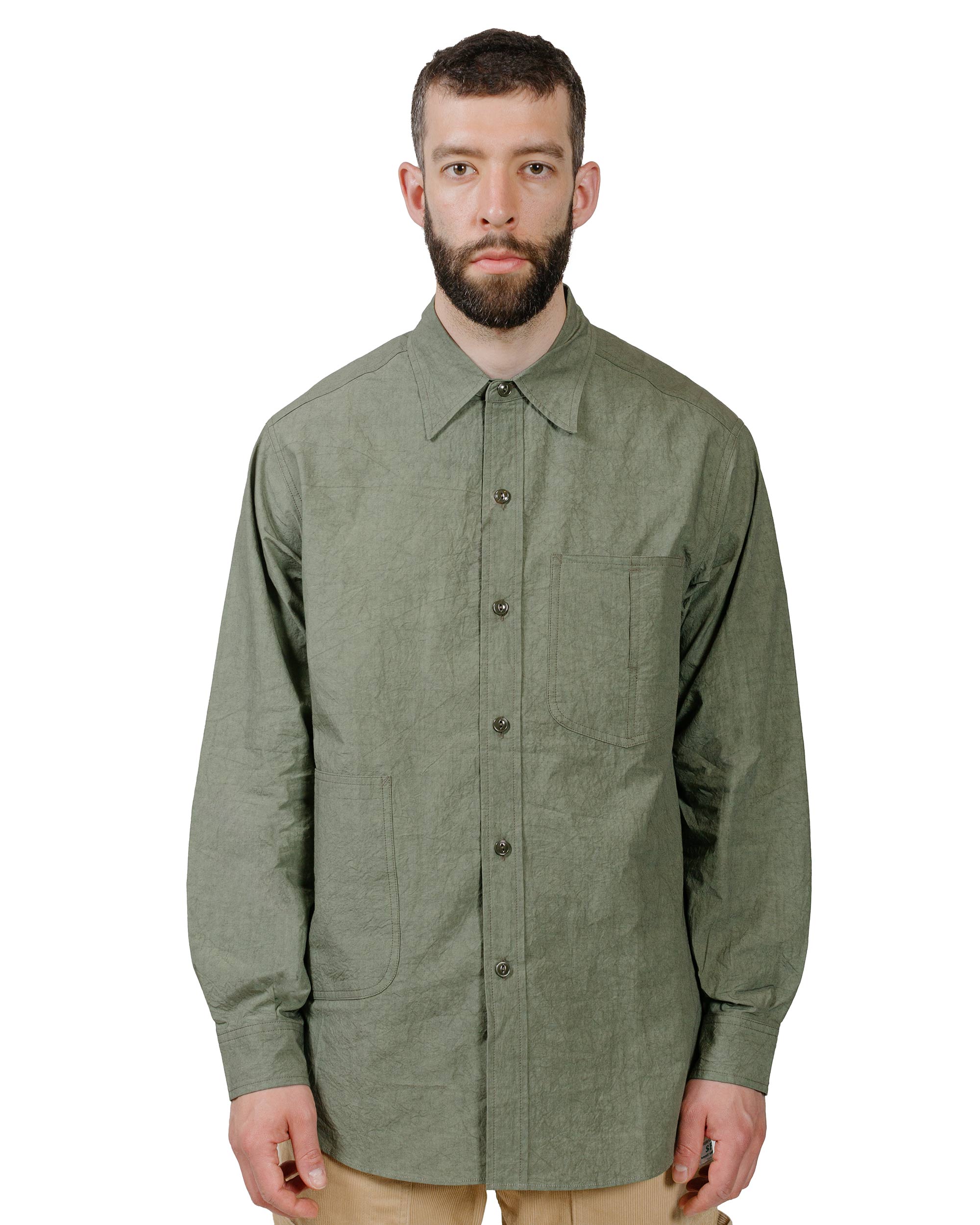 Sassafras Diggin Shirt Cotton/Linen Typewriter Olive