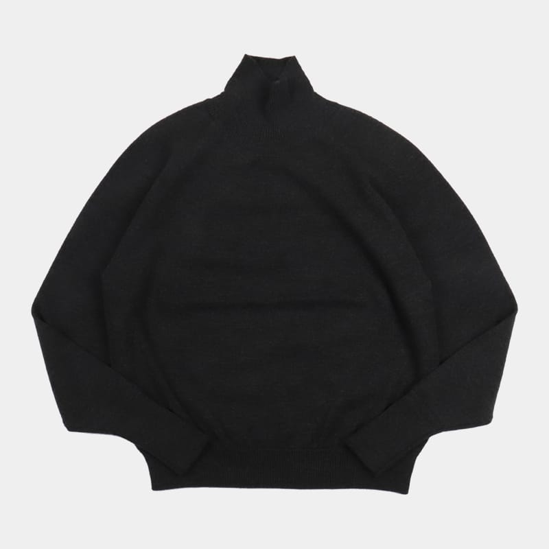 Batoner Aging Wool Signature Turtle Neck Charcoal