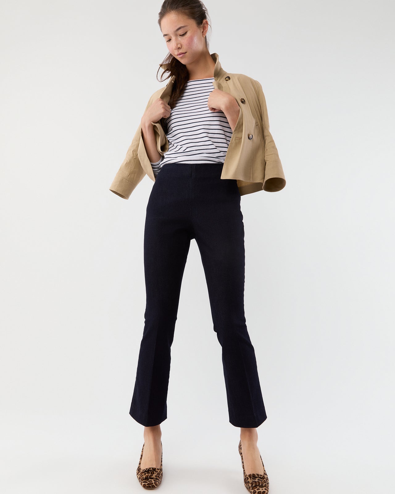 Faye Flare Cropped Pant in Indigo Stretch Denim | Shop Ann Mashburn
