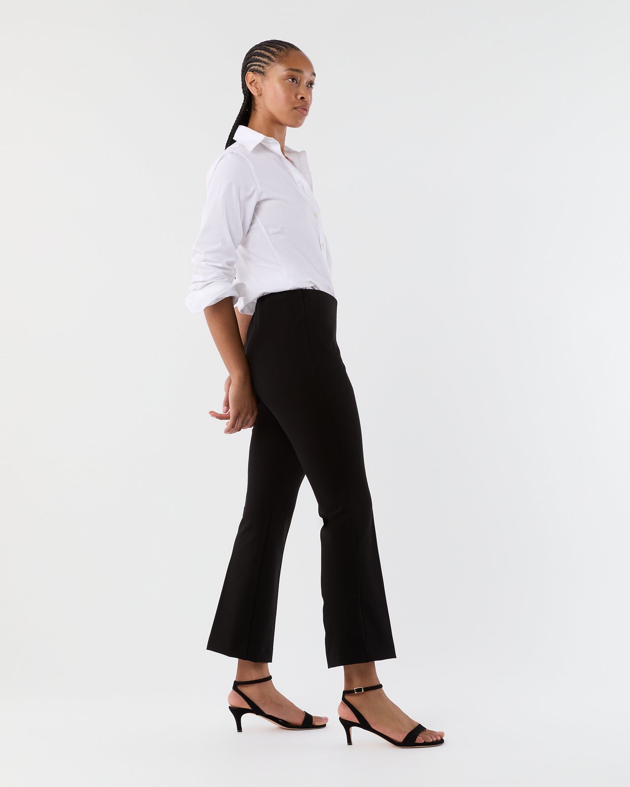 Faye Flare Cropped Pant in Black Ponte Knit | Shop Ann Mashburn