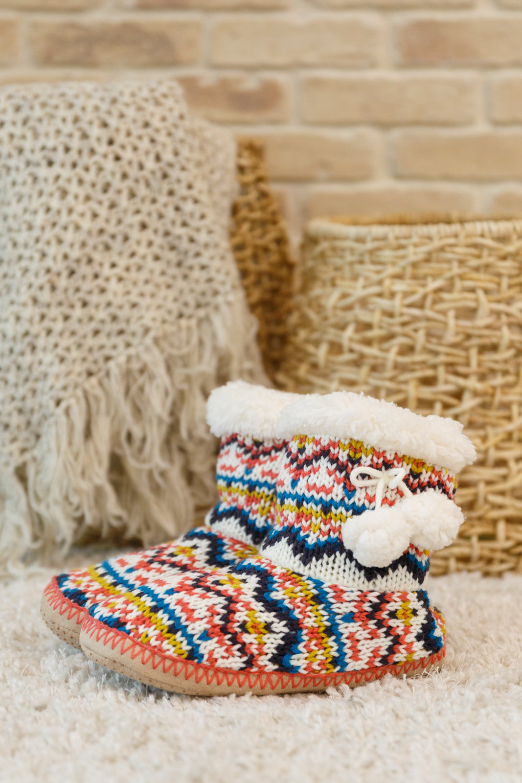 Aztec Trek Knitted Multi Color Slipper Boots | Social + Co Boutique