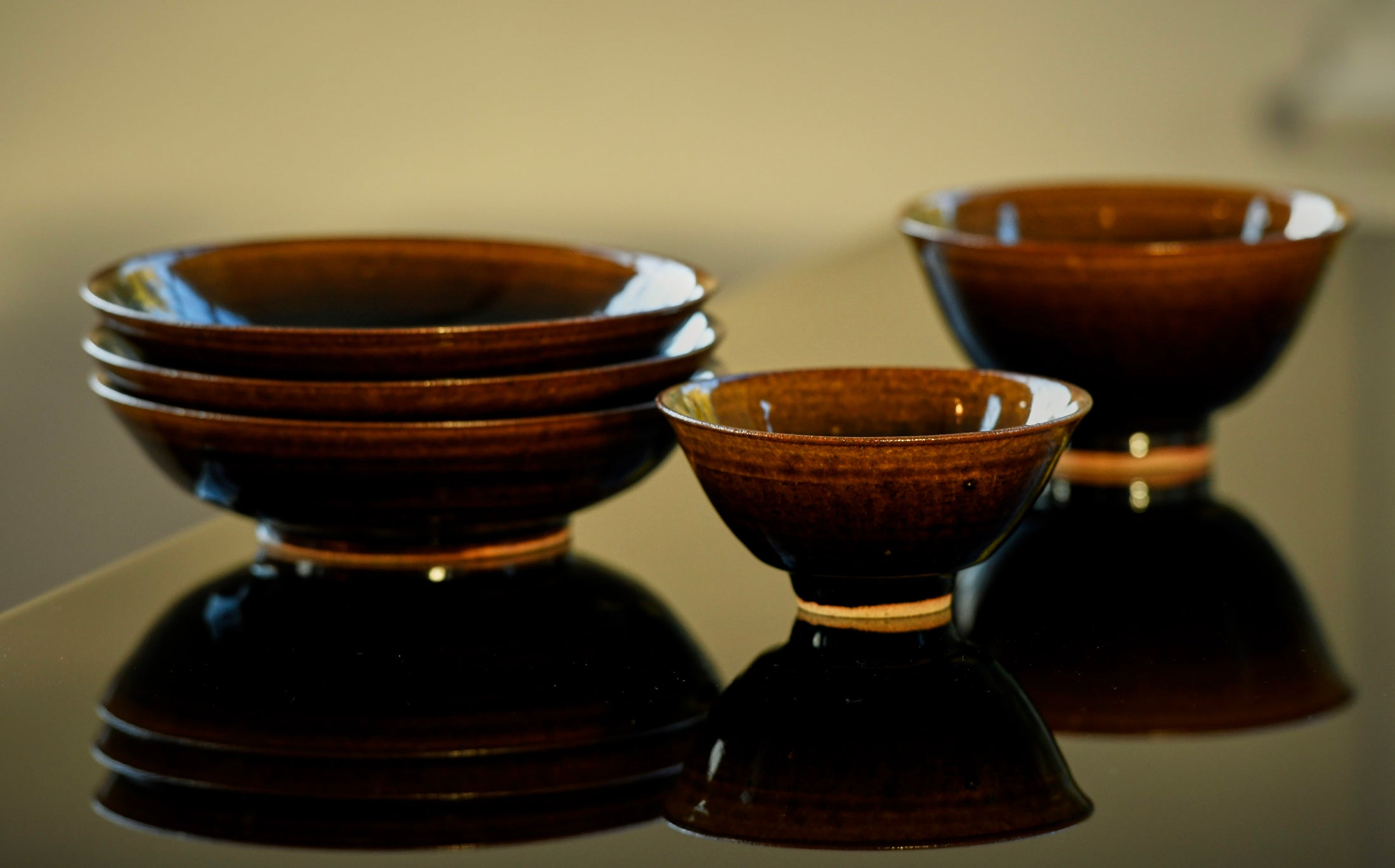 Ame - 飴釉 - 6寸浅鉢