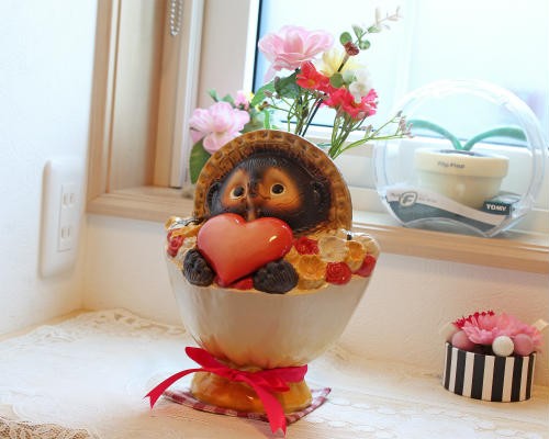 信楽焼 狸 置物 ブーケ 花入れ たぬきの置物 7号 花器 玄関 狸置物