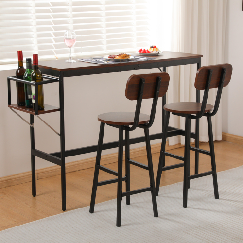 BTM カウンターテーブル 3点セット ハイテーブル 木製 バーカウンター