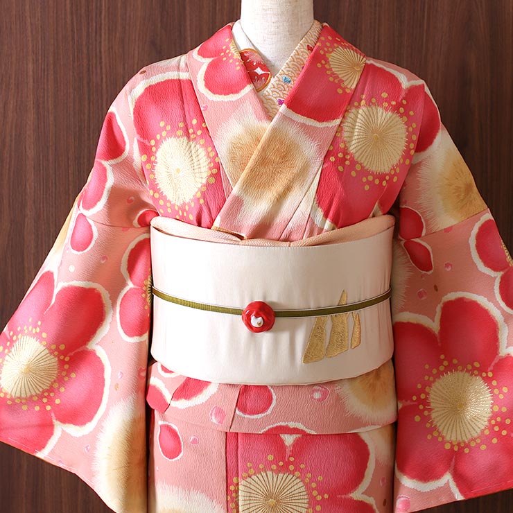 正絹 ］京袋帯 シカ 刺繍（ オフシロ 3TKO-4 ）生成り 鹿 帯単品 京袋