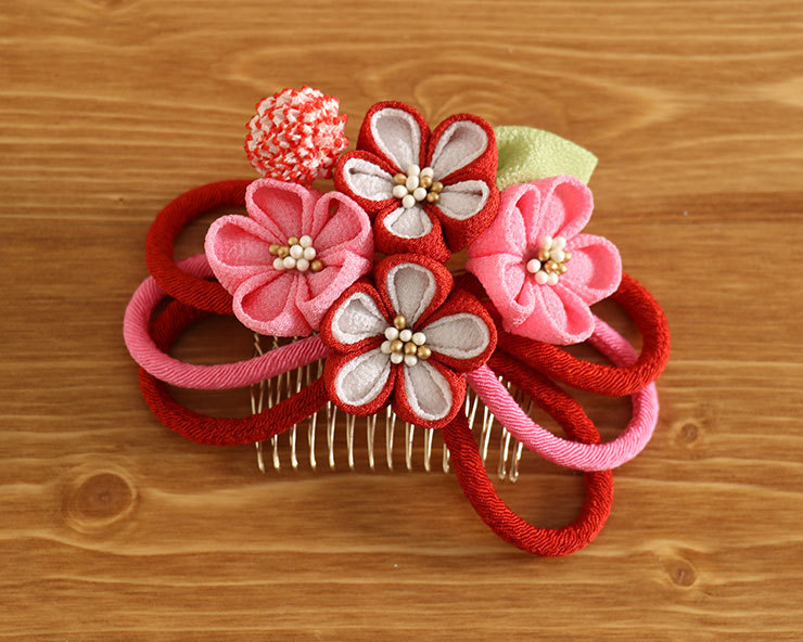 髪飾り コサージュ 花しおり 卒業式 成人式 振袖 袴 紐リボンコームに