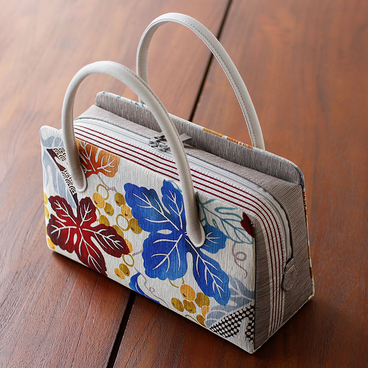 お洒落バッグ] 利休バッグ はんなりぶどう サンドベージュ グレー 日本