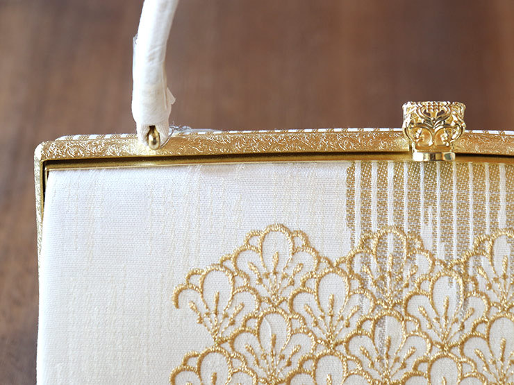 草履バッグセット 梅扇刺繍 フリーサイズ 礼装用 太鼻緒 金 ゴールド